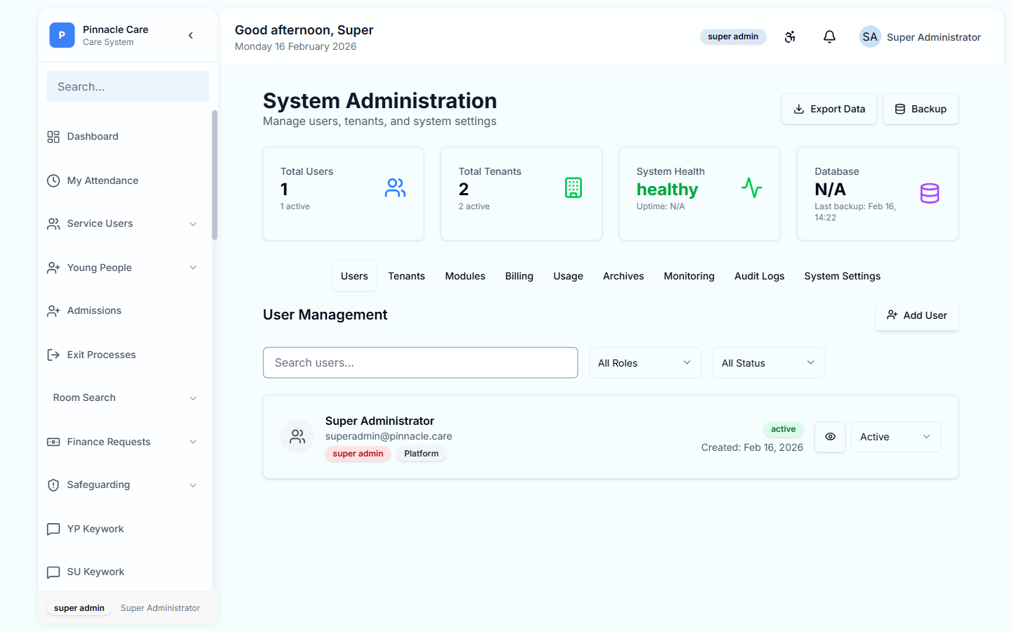 Pinnacle Dashboard